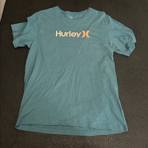 Hurley Men's Blue T-Shirt with Orange Logo size Large - Picture 2 of 7